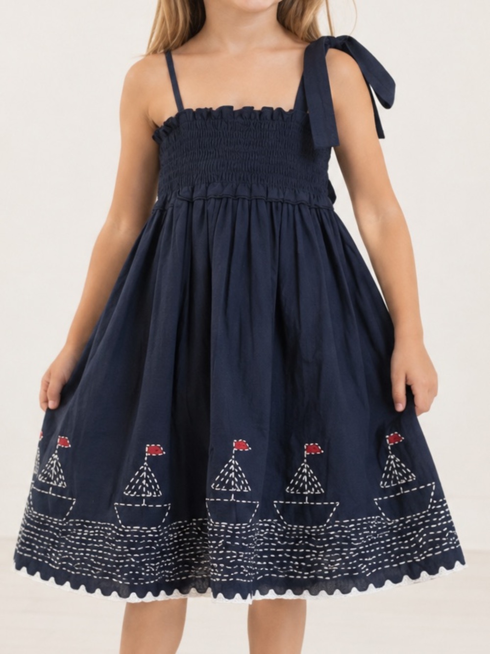 NWT Madison Mathews Navy Sundress with Boats Girl’s Sz. 6